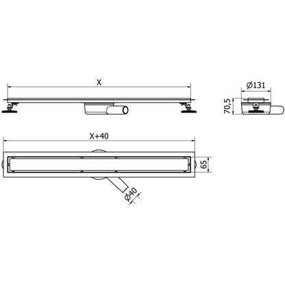 Mexen Flat lineært afløb sort 70 cm 1 stk.