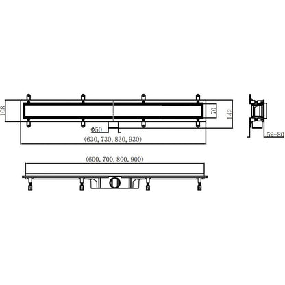 Mexen Flat lineært afløb i inox 70 cm, 1 stk.