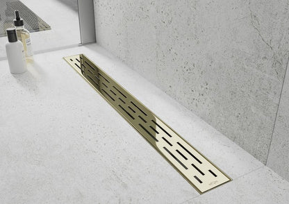 Mexen Flat M01 lineært gulvafløb i guld 80 cm, 1 stk.