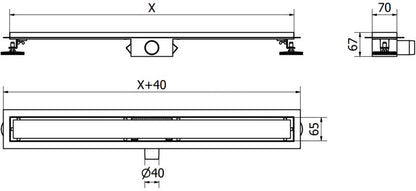 Mexen Flat M01 lineært gulvafløb i guld 80 cm, 1 stk.