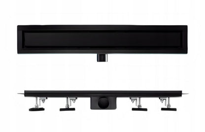 BVT Best Drain 70 cm lineært bruseafløb med metalrist 2-i-1 mat sort 1 stk.