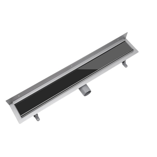 Væglinet lineært afløb Vogi med sort glasrist 60 cm i stål, 1 stk.