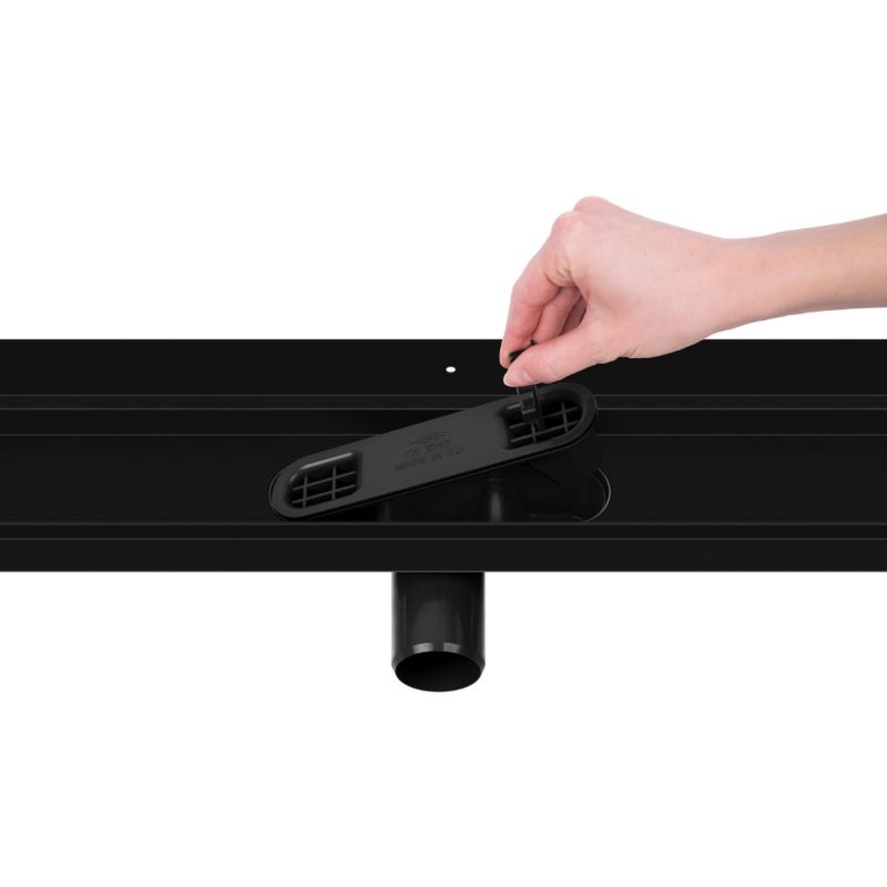 Vogi vægmonteret lineært afløb med Duo rist til fliser 70 cm sort 1 stk.