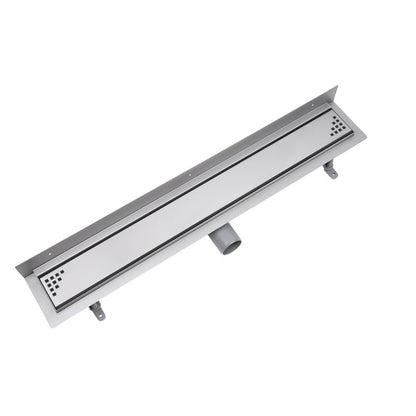 Vogi vægmonteret lineært afløb med Quadro firkantet rist 70 cm i rustfrit stål, 1 stk.
