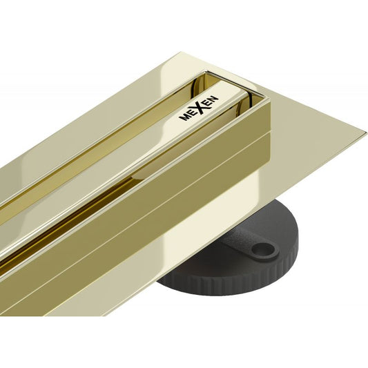 Slim lineært afløb Mexen Flat 360° guld 150 cm