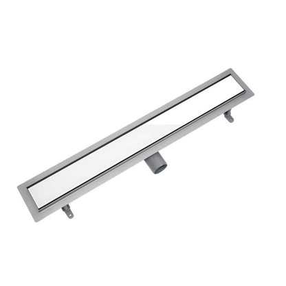 Vogi lineært afløb med hvidt glasrist 90 cm i stål, 1 stk.