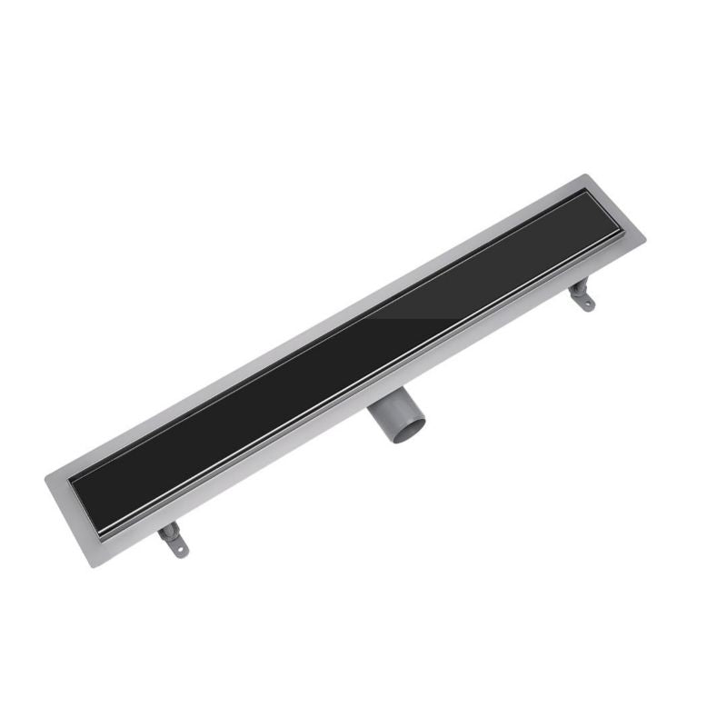 Vogi lineært afløb med sort glasrist 100 cm i stål, 1 stk.