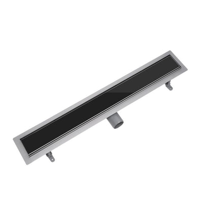 Vogi lineært afløb med sort glasrist 100 cm i stål, 1 stk.