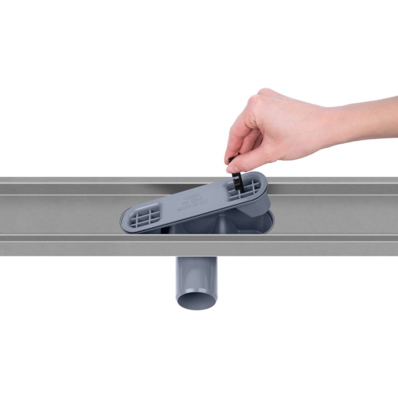 Vogi lineært afløb med sort glasrist 100 cm i stål, 1 stk.