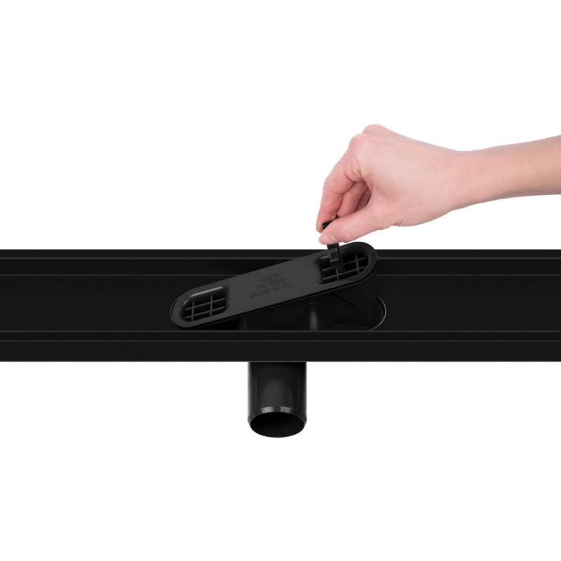 Vogi Duo lineært afløb med fliserist 70 cm sort 1 stk.