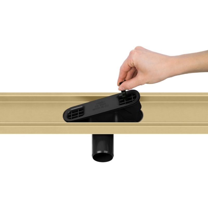 Vogi Duo gulvafløb med rist til fliser 70 cm, guldfarvet, 1 stk.