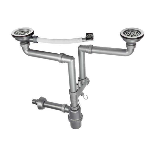 Afløb til 2-kammers vask 3,5"