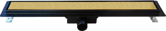 Designe lineært afløb 80 cm sort/guld