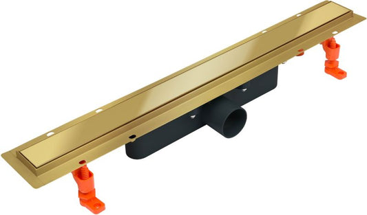 Duo lineært gulvafløb 80 cm poleret guld