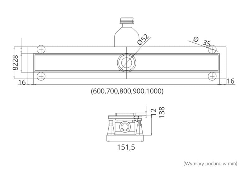 Schedpol Orion lineært afløb 70 cm mat-sort