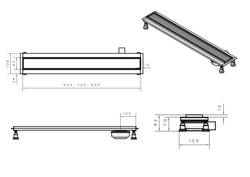 Schedpol Orion lineært afløb 70 cm