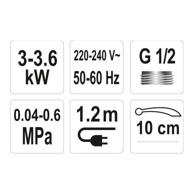 Gennemstrømningsvandvarmer 3 kW med Armatur 75931