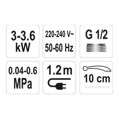 Gennemstrømningsvandvarmer 3 kW med Armatur 75931