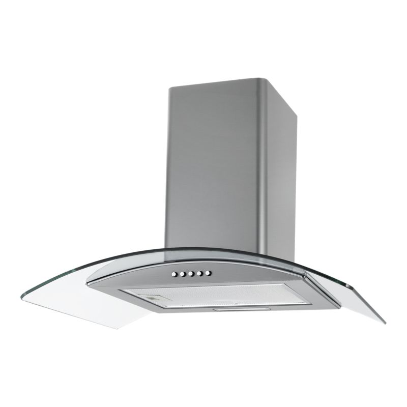 Kaminhætte i stål og glas 60 cm inox