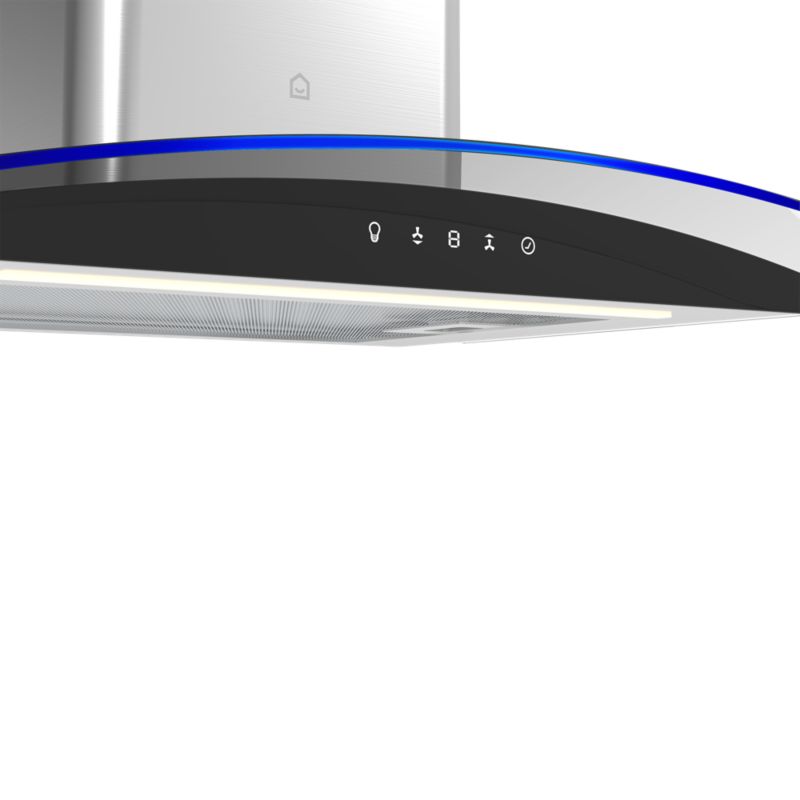 GoodHome Linksense Curv 60 cm køkkenemhætte i glas