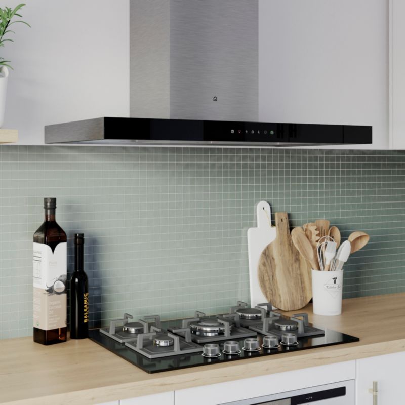 GoodHome T-formet emhætte med luftsensor 90 cm glas