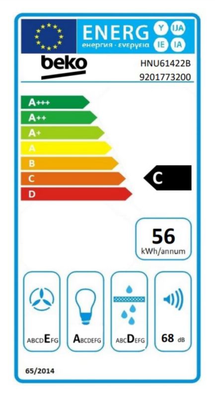 Beko HNU60 sort underskab emhætte