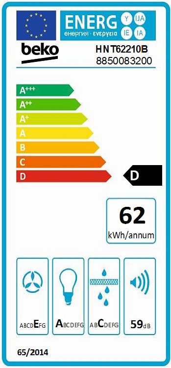 Beko HNT62210 teleskopisk emhætte i mat-sort