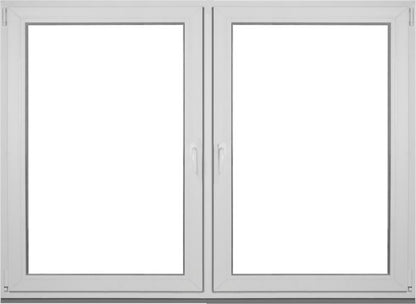 PCV-vindue med sidehængt og sidehængt-tilt funktion, dobbeltrude, 1465 x 1135 mm, symmetrisk, hvid