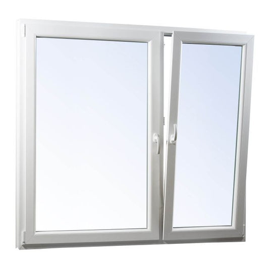 PVC-vindue med sidehængt og topstyret åbning, 2-lags glas, 1465 x 1435 mm, asymmetrisk, antracitgrå