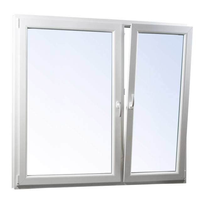 PVC-vindue med fast og kipfunktion, 3-lags glas, 1465 x 1435 mm, højrehængt, hvid
