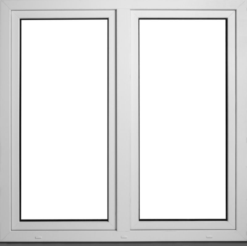 PVC-vindue med fast og sidehængt åbning, 3-lags glas, 1465 x 1435 mm, symmetrisk hvidt