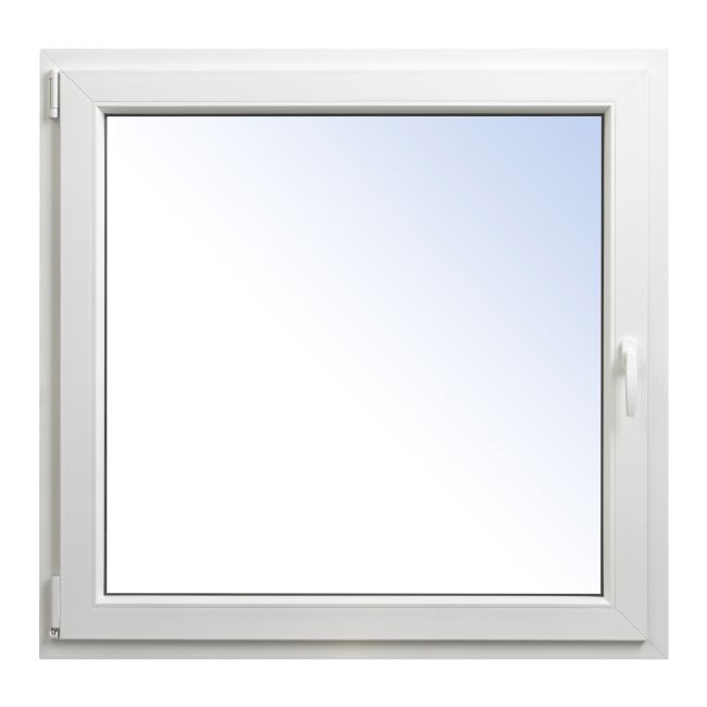 Hvidt venstrehængt PVC-vindue med tolagsglas, vippe- og drejefunktion, 1165 x 1135 mm