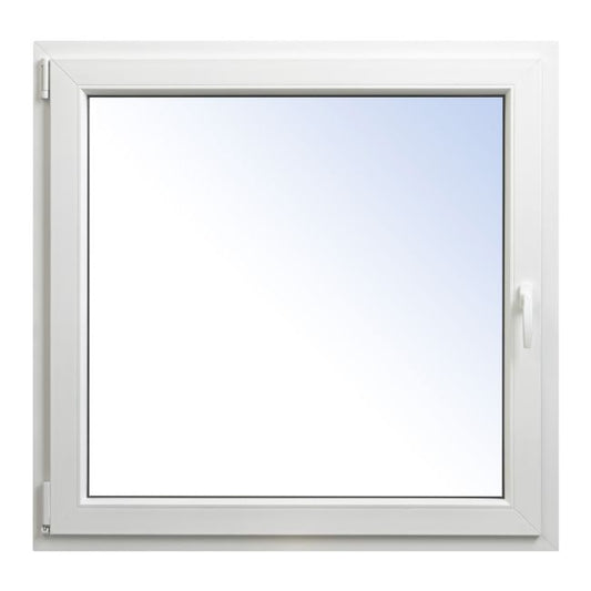 Hvidt venstrehængt PVC-vindue med tolagsglas, vippe- og drejefunktion, 1165 x 1135 mm