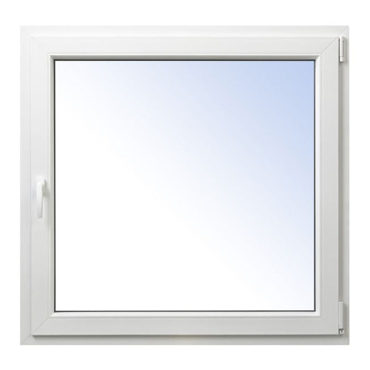 Hvid højre PVC vindue med tolags glas, dreje- og kipfunktion, 1165 x 1135 mm