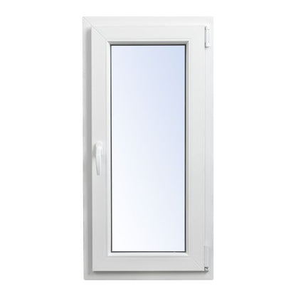 Hvid højre PVC-vindue med tolagsglas, vippe- og drejefunktion, 565 x 1135 mm