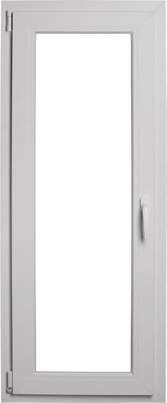 Hvidt PVC-vindue med tolagsglas, vendbart og drejeligt, 565 x 1435 mm, venstre
