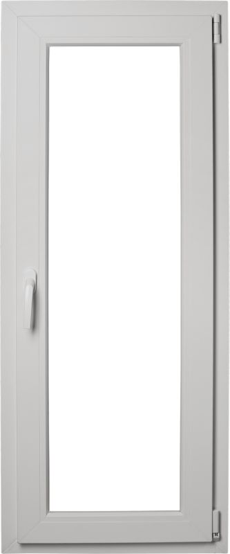Hvid højre PVC-vindue med to lag glas, vippe- og drejefunktion, 565 x 1435 mm