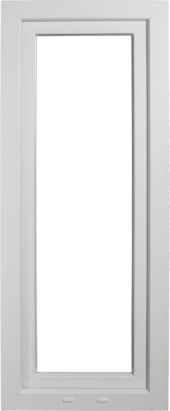 Hvid højre PVC-vindue med to lag glas, vippe- og drejefunktion, 565 x 1435 mm
