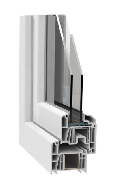 Hvid højre PVC-vindue med to lag glas, vippe- og drejefunktion, 565 x 1435 mm