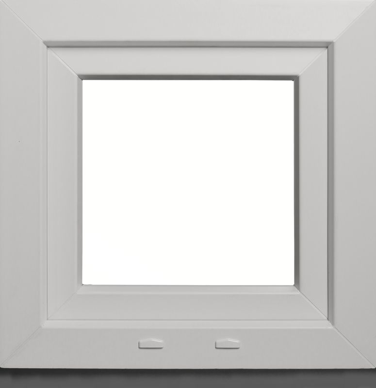 Hvidt PVC-vindue med tolagsglas, vendbart og kipbart, 565 x 535 mm, venstre