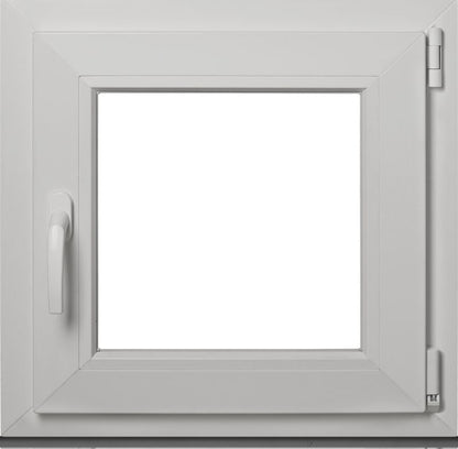 Hvid PVC-vindue med tolagsglas, dreje- og kipfunktion, højre, 565 x 535 mm