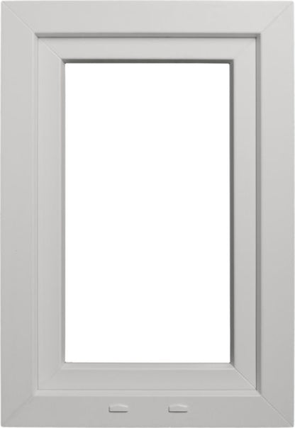 Hvidt PVC-vindue med tolagsglas, vippe- og sidehængt, 565 x 835 mm, venstre