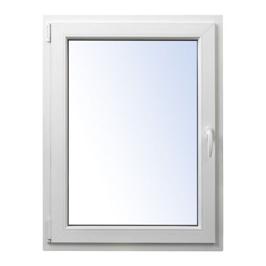 Rehau PVC-vindue med to-lags glas, vendbart og vippefunktion, 865 x 1135 mm, venstre, hvid