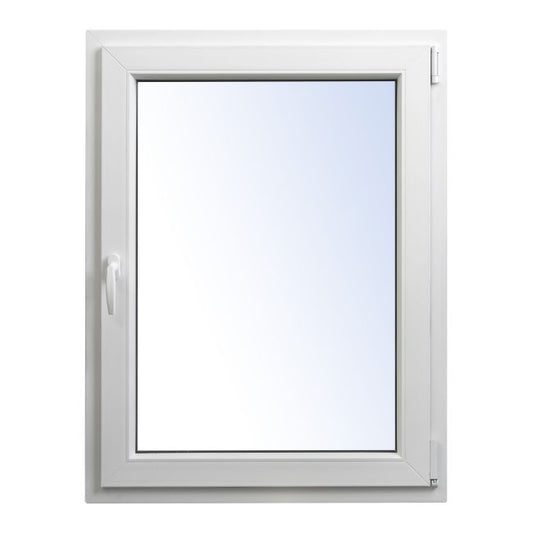 Hvid PVC-vindue med to-lags glas, vippe- og drejefunktion, 865 x 1135 mm, højrehængt