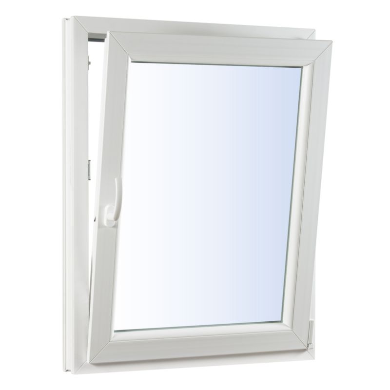Hvid PVC-vindue med to-lags glas, vippe- og drejefunktion, 865 x 1135 mm, højrehængt