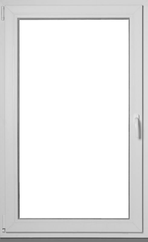 Hvid venstrehængt PVC-vindue med tolags glas, vippe- og drejefunktion, 865 x 1435 mm