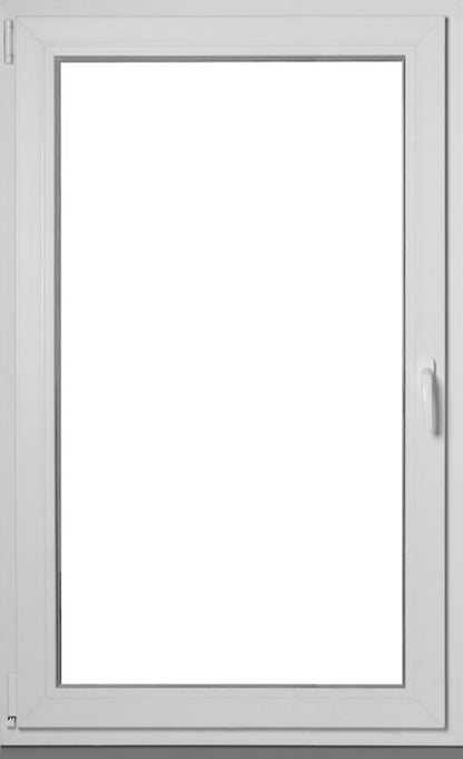 Hvid venstrehængt PVC-vindue med tolags glas, vippe- og drejefunktion, 865 x 1435 mm