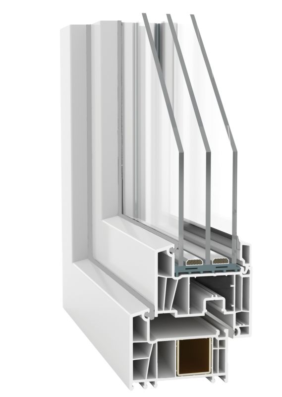Hvid højrevendt PVC-vindue med trelagsglas, vippe- og drejefunktion, 1165 x 1135 mm