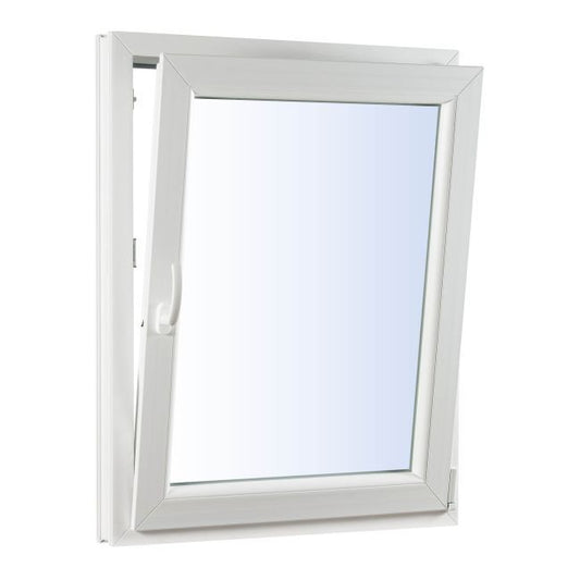 PVC-vindue med dreje- og kipfunktion, 3-lags glas, 565 x 835 mm, højre, antracit