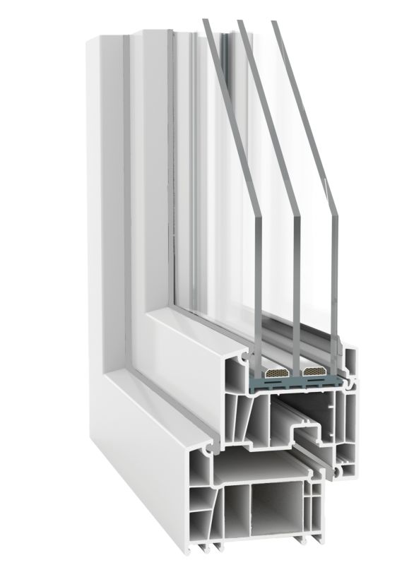 PCV-vindue med sidehængt og kip-funktion, 3-lags glas, 865 x 1135 mm, venstre, hvidt